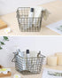 Yarlung 2 Pack Wire Storage Baskets, Small Hanging Metal Baskets Tote Farmhouse Decor Bin Organizer for Bathroom, Kitchen, Laundry Room, Removable Handle, Square, Bronze