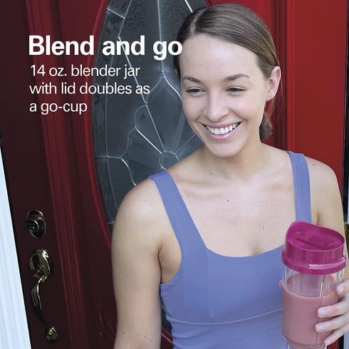 Hamilton Beach Shakes and Smoothies with BPA-Free Personal Blender, 14 oz, Raspberry