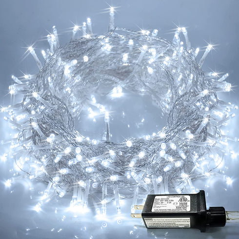 JMEXSUSS 300 LED Christmas Lights Outdoor Waterproof 8 Modes Christmas String Lights Cool White Christmas Tree Lights Indoor Plug in