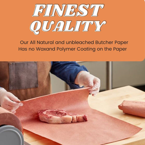 Pink Butcher Kraft Paper Roll Peach and Wrapping Paper for Beef Briskets, BBQ Meat Smoking USA Made, All Natural Leakproof Food Grade, Unbleached, Unwaxed, Uncoated Sheet (18 x 200 (2400))