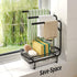ICEETING Kitchen Sink Organizer, Sponge Holder with Towel Rack, with Drain Pan, for Kitchen Sink or Bathroom Storage,Sponge Brush Soap Dish Dishcloth Rack