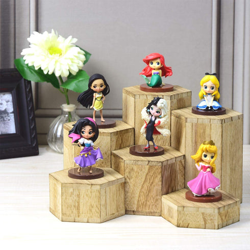 Mooca Wooden 6 Pcs Hexagon Risers for Display Jewelry and Accessories Display Stand, Wooden Display Risers, Wood Jewelry Risers Wood Figurine Display Risers, Oak