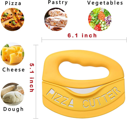 TAINSKY Premium Pizza Cutter Food Chopper-Stainless Steel Pizza Cutter with Protective Sheath, Rocker Slicer Multi Function Pizza Knife Kitchen Tools, Dishwasher Safe