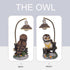 ZJNDJL Resin Owl Sculpture Statue with Night Light, 9" Creative Ornaments Home Decoration Office Desktop Furnishing Crafts Gifts for Friend Family Animal Lovers Birthday Present (Gray+White)