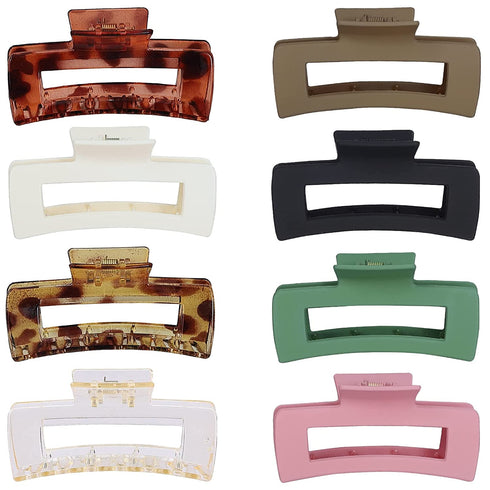 Hair Claw Clips 8 PCS 4.1" Rectangular French Design Hair Clips Large Claw Clip for Women Girls Jaw Clips