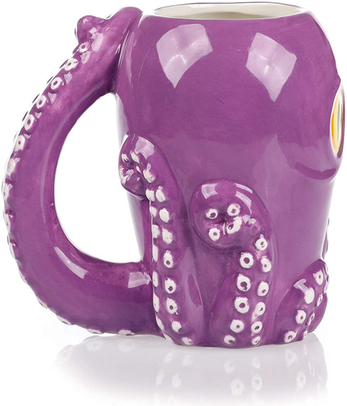 InFLOATables Octopus Mug and Coaster Set - Large Coffee Mug - Ceramic Coffee Mug 5 Inches Tall - Holds 12 Ounces - Handcrafted 3D Coffee Mug with Let's Get Kraken Coaster - Unique Birthday Gift