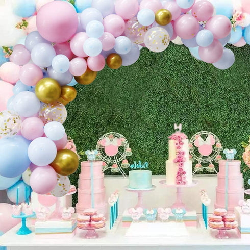 127Pcs Pastel Pink Blue Balloon Arch Garland Kit - Macaron Pink Blue Gold and Confetti Balloons for Birthday Baby Shower Gender Reveal Party Decorations