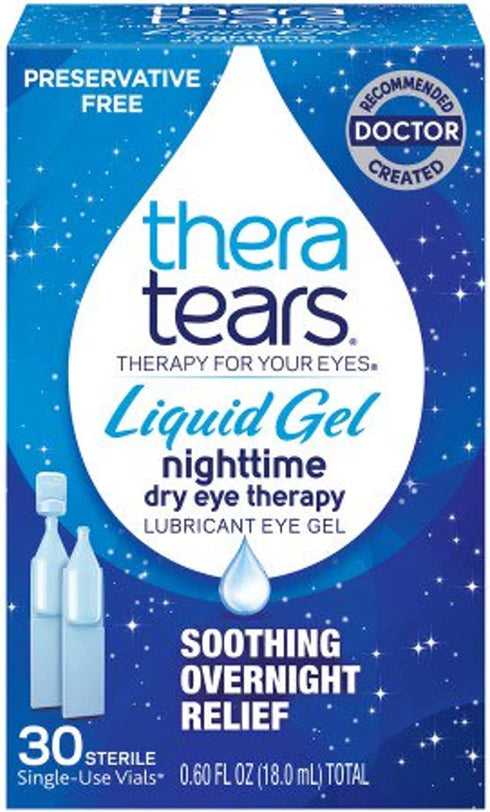 TheraTears Liquid Gel Nighttime Eye Drops for Dry Eyes, 30 Count (Pack of 1)