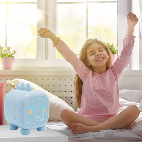 anmones Kids Alarm Clock, Toddler Dinosaur Sleep Trainer, Wake Up Night Lights for Girls Boys, Rechargeable Cute Digital Alarm Clocks