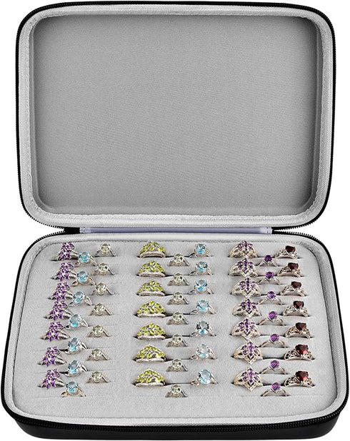 GWCASE Ring Organizer Storage Case - Jewelry Ring Display Collector Box with 42 Slots. Rings Tray Holder Showcase Fits for 50+ Rings, Earrings, Brooches and Cufflinks (Box Only)