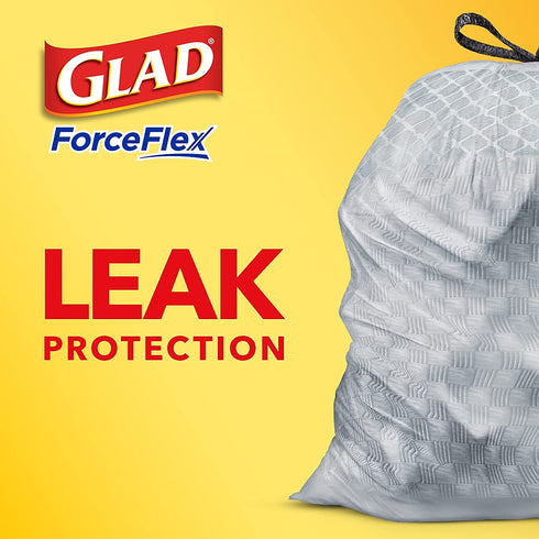 GLAD Protection Series Force Flex Drawstring Smell Shield, Gray, 13 Gallon, 110 Count