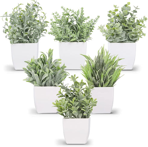 Der Rose 6 Packs Fake Plants Small Artificial Plants for Modern Farmhouse Decor
