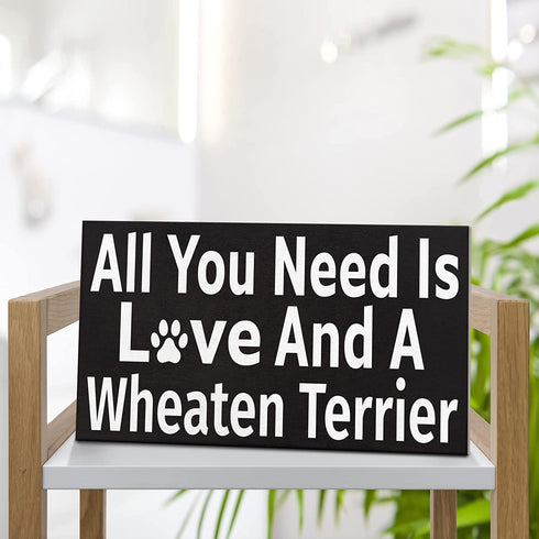 JennyGems Wheaten Terrier Sign, All You Need is Love and a Wheaten Terrier, Wood Sign, 9.5x5.5 Inches, Wheaten Terrier Mom, Wheaten Terrier Gifts, Wheaten Terrier Decor, American Made