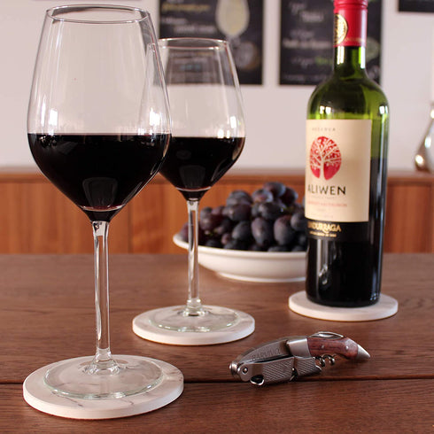 BARVIVO Marble Look Ceramic Coasters for Drinks Absorbent with Holder Set of 6 - Absorbing Condensation Immediately - Ideal Drink Coasters for Wooden Table Protection with Scratch Preventing Cork Base