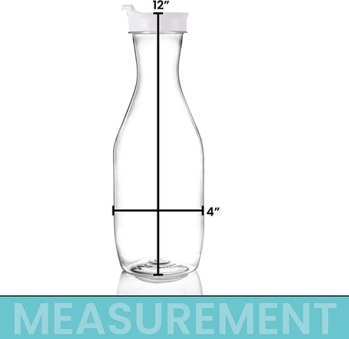 Plasticpro Clear Plastic Premium Water or Beverage Pitchers Heavy Duty Beverage Containers with Lids for Restuarants, Party's, or Schools 50 ounce