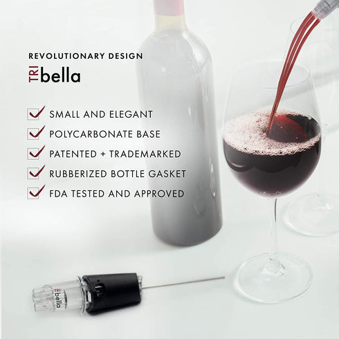 TRIBELLA - Air Speed Wine Aerator with Single-Injected Polycarbonate Spouts, Handmade Easy-to-Use, No-Drip Wine Pouring Device, Red Wine Decanter, Wine Pouring Accessory