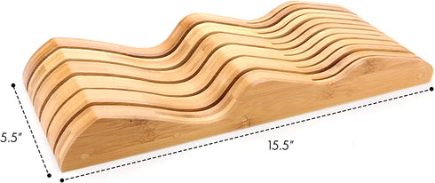 ROYALHOUSE Bamboo Knife Block Holder, 11 Knives Dock, In-Drawer Knife Drawer Organizer, Perfect for Home and Chefs, Premium Knife Holder, Gift for Christmas and Housewarming, Knives Not Included