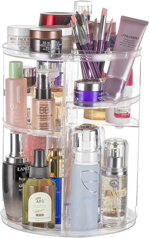 Argox 360 Rotating Makeup Organizer,Large Capacity&Adjustable Multi-Function Cosmetic Storage Box,The Perfect Makeup Organizer On The Dresser