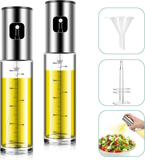 Oil Sprayer, Oil Sprayer with Olive Oil Holder, Fried Chicken, BBQ, Baking, Barbecue, Air Fryer, Salad, Olive Oil Dispenser Set