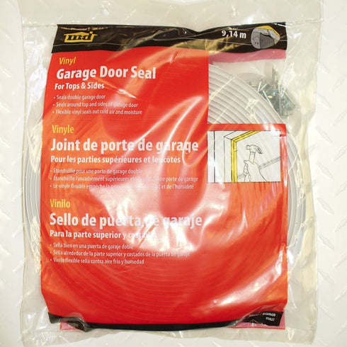 M-D Building Products Available 3822 Vinyl Garage Door Top and Sides Seal, 30 Feet, White