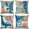 ULOVE LOVE YOURSELF Ocean Theme Square Pillow Case Mediterranean Style Decorative Cotton Linen Throw Coastal Cushion Cover Sets 18 X 18 Inch Pillow Covers, 4 Pack Nautical Pillow Covers (Sea Theme-2)
