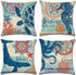 ULOVE LOVE YOURSELF Ocean Theme Square Pillow Case Mediterranean Style Decorative Cotton Linen Throw Coastal Cushion Cover Sets 18 X 18 Inch Pillow Covers, 4 Pack Nautical Pillow Covers (Sea Theme-2)