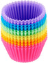 Amazon Basics Nonstick Muffin Baking Pan, 12 cups - Set of 2 & Reusable Silicone Baking Cups, Pack of 12, Multicolor