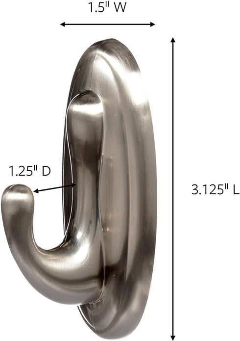 Command Medium Traditional Plastic Hook, Brushed Nickel, 1-Hook, 2-Strips, Decorate Damage-Free