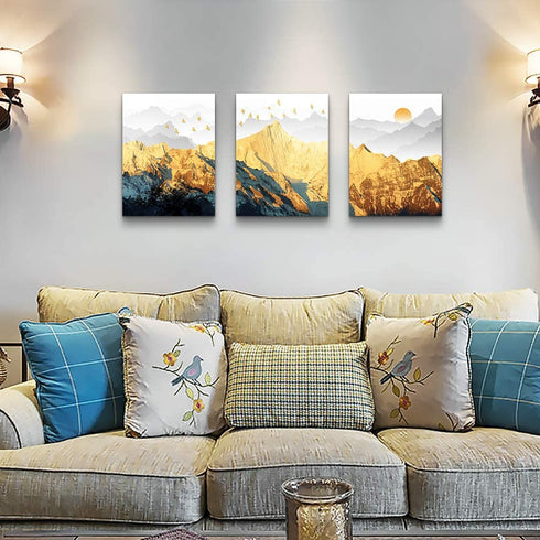 golden mountain abstract Wall Art for Bedroom Canvas Prints abstract Landscape painting Artwork Bathroom Wall Décor Abstract Pictures Home wall Decorations for Living Room Office kitchen Decoration