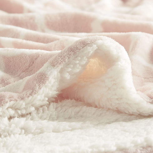 Comfort Spaces Ultra Soft and Cozy Sherpa Throw Blankets for Couch and Bed , Plush Fleece Reversible Throw-Blanket with Fuzzy Faux FurThrows, 50x60, Blush Ogee