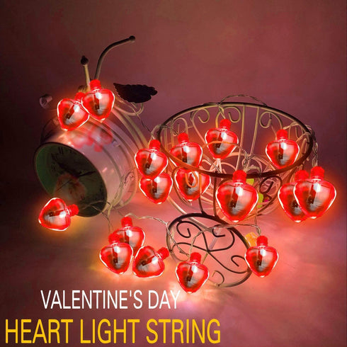 TURNMEON 2Pack 16.4Ft 40Led Valentines Day Decoration for Home Outdoor Valentines Lights Decoration, 8 Mode Heart Lights Valentines Day Decor String Lights Battery Operated for Home