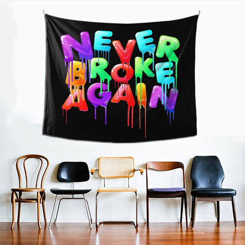 Candy Sky Tapestries-Never Broke Again Bedroom Teen Girls Cute Small Dorm College Tapestry Indie Room Wall Decor Aesthetic 60*51inch