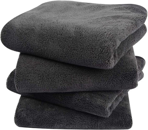 KinHwa Microfiber Hand Towel Ultra Soft Large Hand Towels for Bathroom Super Absorbent for SPA Face Shower and Sports 4 Pack Dark-Gray