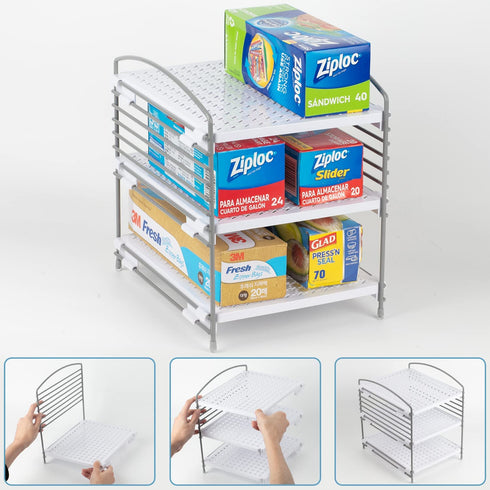 Qboid SP Aluminum Foil Organization and Storage Multifunctional Caddy Organizer for Kitchen Pantry, Countertop, Cabinet Premium Steel Construction with Plastic Panels Kitchen Cabinet Organizer Size: 10.2"L x 8.3"W x 11"H, White