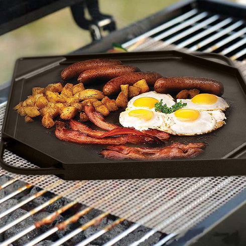 Youtian Reversible Griddles/Grill,2-in-1 Double Use,Non-Stick Aluminum Stove Top Portable for Camping,Square Shaped Black