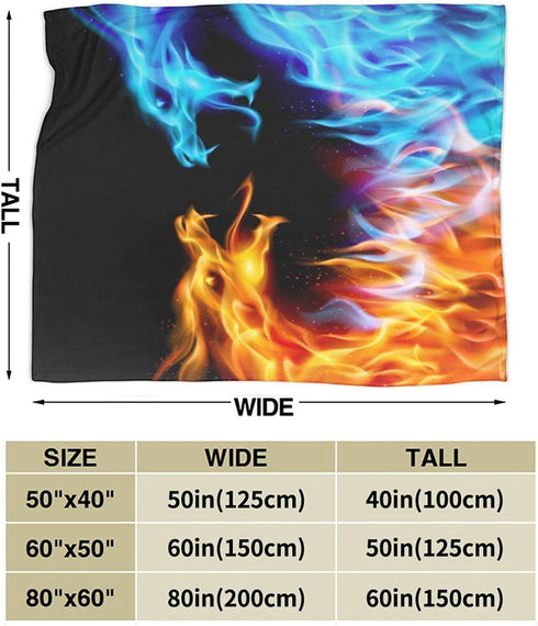 Flame Dragon Throw Blankets Super Soft Microfiber Warm Fuzzy Plush Blanket Cozy Luxury Bed Blankets All Season for Couch/Sofa/Gift 50"X40"