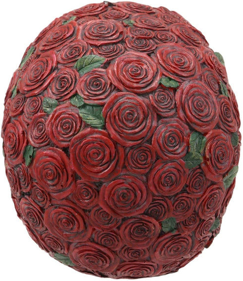Ebros Valentine's Day of The Dead Red Floral Roses with Green Petals Skull Figurine DOD Rosa Sugar Skulls Statue As Cranium Skeleton Head Halloween Ossuary Macabre Altar Decor Collectible