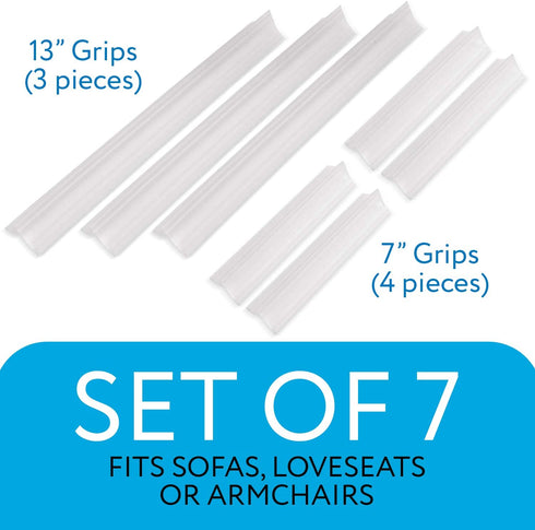 Sofa Slipcover Tucks 7 Pieces, Slipcover Grips for Sofa, Essential Slipcover Stays to Keep Sofa Covers in Place, Fit Most Sofas & Armchairs, Great for Pet Owners, 3 Pieces 13 Long & 4 Pieces 7 Long
