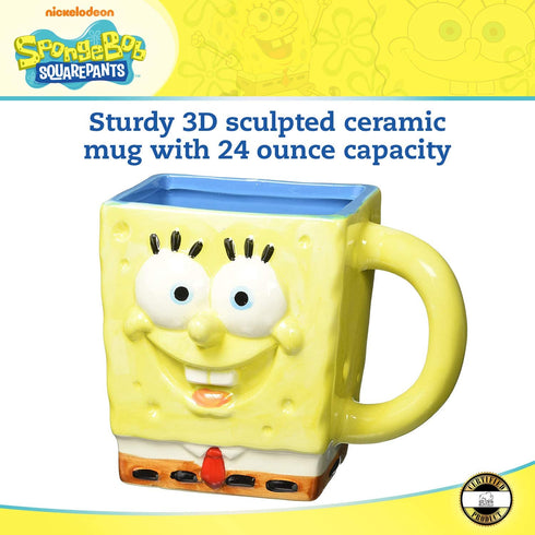 Silver Buffalo Nickelodeon SpongeBob SquarePants 3D Sculpted Ceramic Mug, 20 Ounces