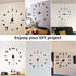 VREAONE Frameless DIY Wall Clock,Large Modern 3D Mirror Wall Clock Decor Sticker DIY Clock kit for Home Living Room Bedroom Office Wall Decorations(Black)