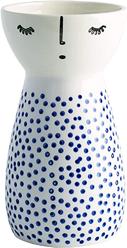Senliart White Ceramic Vase, Small Flower Vases for Home Décor, 5.9 X 3.2 (Polka Dot)