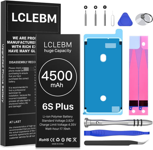 LCLEBM Battery for iPhone 6S Plus, New 0 Cycle Higher Capacity Li-Polymer Battery Replacement for iPhone 6S Plus Model A1634, A1687, A1699 with Complete Repair Tools Kits