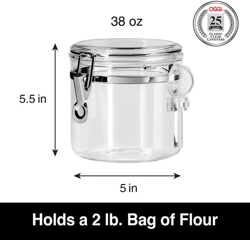 Oggi Clear Canister Food Storage Container, 38 Ounce