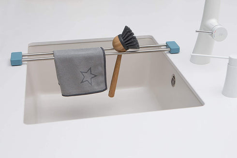 Sanni Shoo drip.line | Drip Tray/Rack, Practical, Multifunctional Kitchen Rack for Storing dishcloths and Brushes hygienically, drip Drying Bottles, extendable, Heat-Resistant (Ocean, Pure)