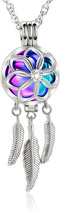 shajwo Cremation Jewelry Dream Catcher Urn Necklaces for Ashes Flower Feather Keepsake Memorial Hollow Pendant for Women Men