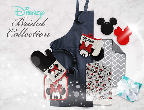 Disney Kitchen Cotton Mini Oven Mitts/Glove Set w/Neoprene Insulation for Easy Gripping While Cooking, Heat Resistant Kitchen Accessories, 5? x 6.5?, Mickey & Minnie Face, 2pk