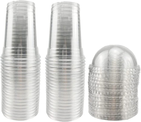 9oz Disposable Clear Plastic Cups with Dome Lids No Hole - (50 Sets) PET Dessert Cups for Kids, for Ice Cream, Parfait,Cupcake€¦