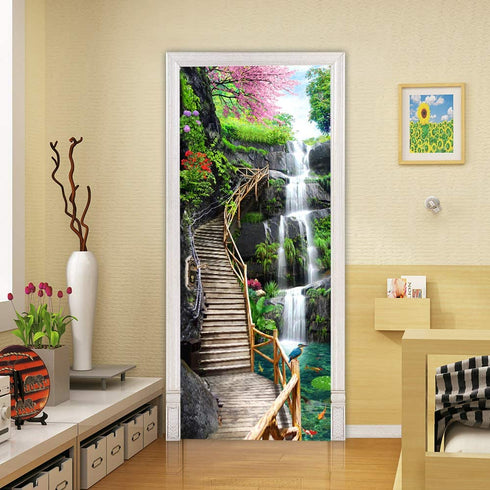 ZY-KL 3D Door Sticker Wall Decals Mural Wallpaper, Waterproof and Moisture-Proof DIY Environmentally Friendly self-Adhesive PVC Door Decal, Used for Dormitory, Office and Home Decoration(MT0197) Black 77x200cm