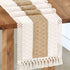Senneny Macrame Table Runner, Cream Beige Boho Table Runner with Tassels, Hand Woven Cotton and Burlap Splicing Table Runner, Rustic Farmhouse Table Runner for Bohemian, Fall, Kitchen Dining Table