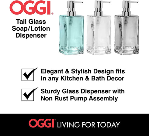 Oggi Soap & Lotion Dispenser, 13-Ounce, Clear, Chrome